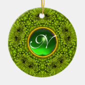 GREEN DAHLIA EMERALD MONOGRAM KERAMIKORNAMENT (Vorne)