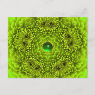 GREEN DAHLIA UND EMERALD GEMSTONE Floral Postkarte