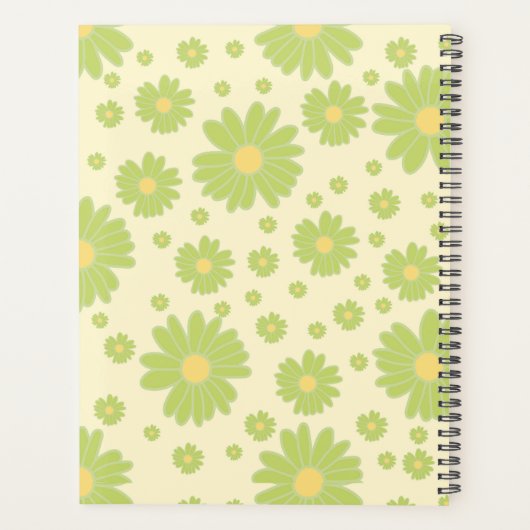 Green Daisies on Yellow_ Floral Pattern Script Planer (Rückseite)