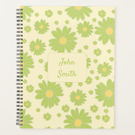 Green Daisies on Yellow_ Floral Pattern Script Planer