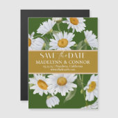 Green Daisies Smooth Script-Foto Save the Date Magneteinladung (Vorne/Hinten)