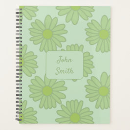 Green Daisies über Green_Floral Muster Script Planer