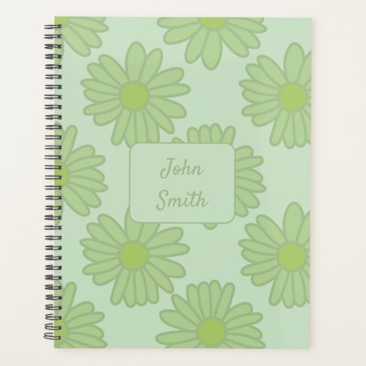 Green Daisies über Green_Floral Muster Script Planer (Vorderseite)