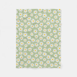 Green Daisy Blanket Fleecedecke