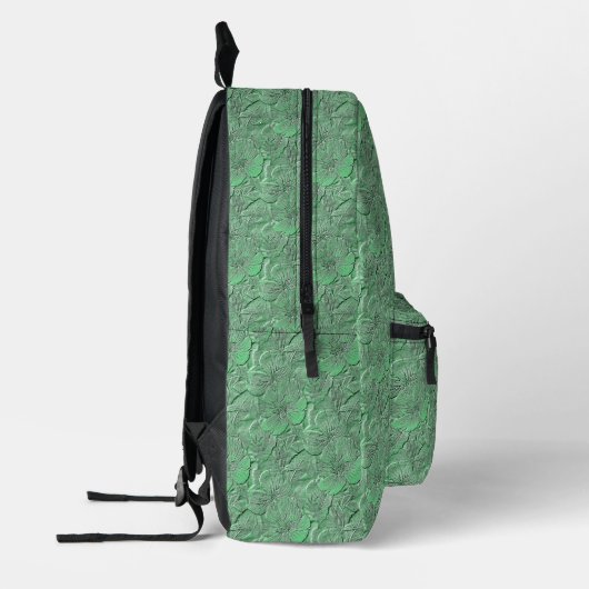 Green Daisy Blume Art Pattern Personalisiert Bedruckter Rucksack (Links)
