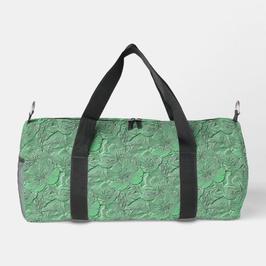 Green Daisy Blume Art Pattern Personalisiert Duffle Bag (Rückseite)