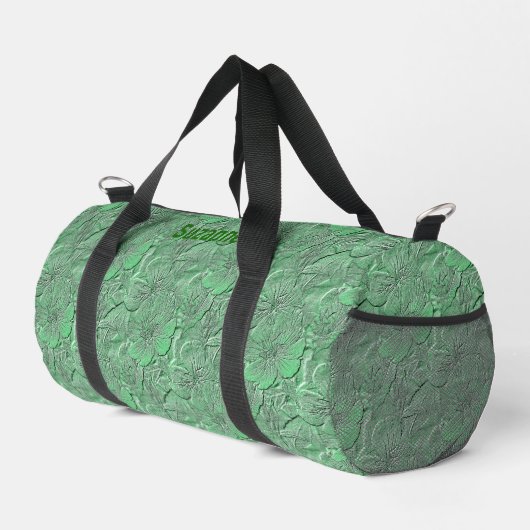 Green Daisy Blume Art Pattern Personalisiert Duffle Bag (Rechte Ecke)