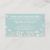 Green Daisy Blume Haustier Sitter Dog Walker Petca Visitenkarte (Rückseite)