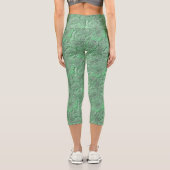 Green Daisy Blume Naturkunstmuster Capri Leggings (Rückseite)