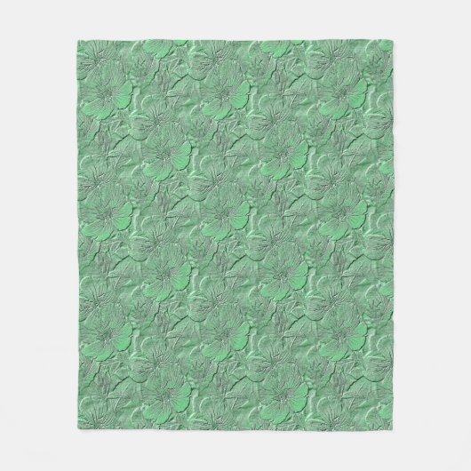 Green Daisy Blume Naturkunstmuster Fleecedecke (Vorderseite)