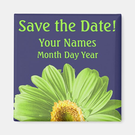 Green Daisy Blume Save the Date kundenspezifisch Magnet (Vorne)