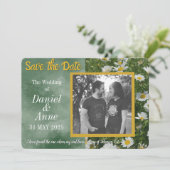 Green Daisy Christlich Save the Date Card (Stehend Vorderseite)