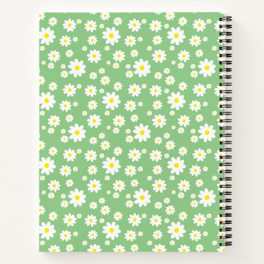 Green Daisy Floral Pattern Custom Name Notizblock (Rückseite)