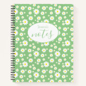 Green Daisy Floral Pattern Custom Name Notizblock (Vorderseite)