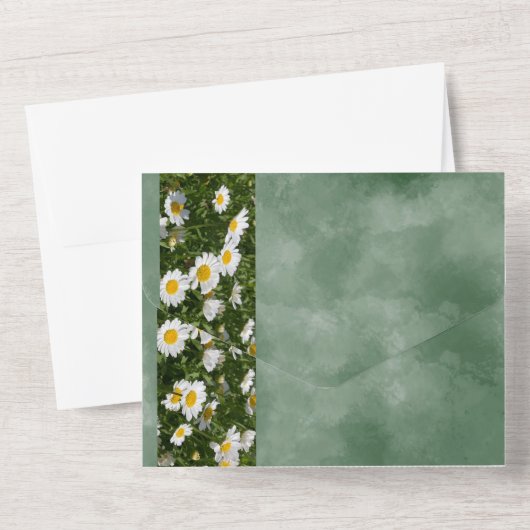 Green Daisy Formal in einer Hochzeit Einladung (Rückseite)