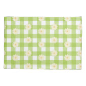 Green Daisy Gingham Pattern Kissenbezug (Rückseite-Links)