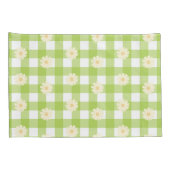 Green Daisy Gingham Pattern Kissenbezug (Rückseite-Rechts)