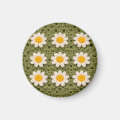Green Daisy Granny Square Crochet Pattern Floral Magnet (Vorne)