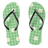 Green Daisy Kariert Gingham Karo Blume Pattern Badesandalen (Fußbett)