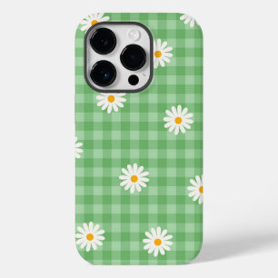 Green Daisy Kariert Gingham Karo Blume Pattern Case-Mate iPhone 14 Pro Hülle