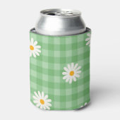 Green Daisy Kariert Gingham Karo Blume Pattern Dosenkühler (Kanne Vorderseite)
