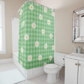 Green Daisy Kariert Gingham Karo Blume Pattern Duschvorhang (Beispiel)