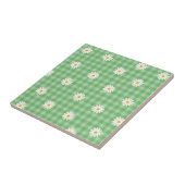 Green Daisy Kariert Gingham Karo Blume Pattern Fliese (Seite)