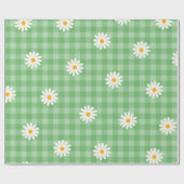 Green Daisy Kariert Gingham Karo Blume Pattern Geschenkpapier (Flach)