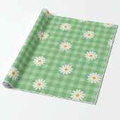 Green Daisy Kariert Gingham Karo Blume Pattern Geschenkpapier (Ungerollt)