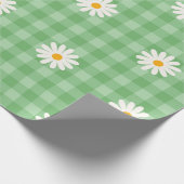 Green Daisy Kariert Gingham Karo Blume Pattern Geschenkpapier (Ecke)