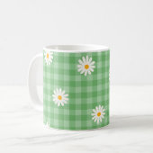 Green Daisy Kariert Gingham Karo Blume Pattern Kaffeetasse (Vorderseite Links)