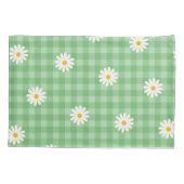 Green Daisy Kariert Gingham Karo Blume Pattern Kissenbezug (Rückseite)