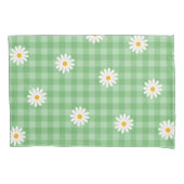 Green Daisy Kariert Gingham Karo Blume Pattern Kissenbezug (Vorderseite)