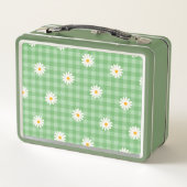 Green Daisy Kariert Gingham Karo Blume Pattern Metall Brotdose (Rückseite)