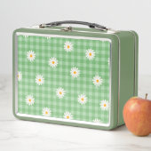 Green Daisy Kariert Gingham Karo Blume Pattern Metall Brotdose (Beispiel)