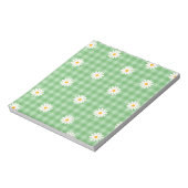 Green Daisy Kariert Gingham Karo Blume Pattern Notizblock (Rotiert)