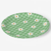 Green Daisy Kariert Gingham Karo Blume Pattern Pappteller (Schrägansicht)