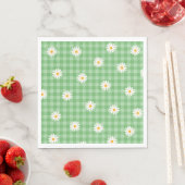 Green Daisy Kariert Gingham Karo Blume Pattern Serviette (Beispiel)