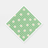 Green Daisy Kariert Gingham Karo Blume Pattern Serviette (Ecke)