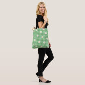 Green Daisy Kariert Gingham Karo Blume Pattern Tasche (Am Model)