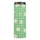 Green Daisy Kariert Gingham Karo Blume Pattern Thermosbecher (Rückseite)