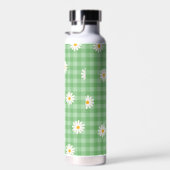 Green Daisy Kariert Gingham Karo Blume Pattern Trinkflasche (Rechts)