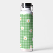 Green Daisy Kariert Gingham Karo Blume Pattern Trinkflasche (Rückseite)