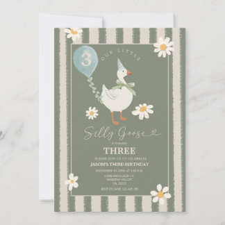 Green Daisy Little Albern Goose Boy 3. Geburtstag Einladung
