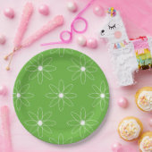 Green Daisy Paper Plate Pappteller (Party)