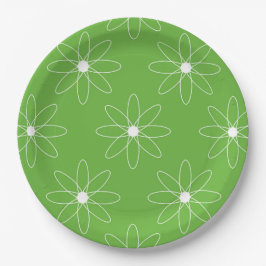 Green Daisy Paper Plate Pappteller