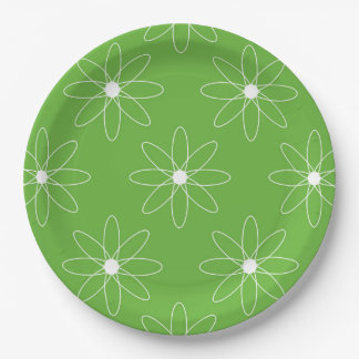 Green Daisy Paper Plate Pappteller