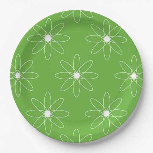 Green Daisy Paper Plate Pappteller (Vorderseite)