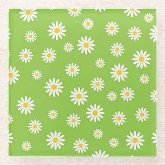 Green Daisy Pattern Untersetzer (Vorderseite)