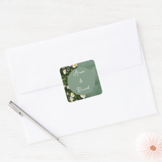 Green Daisy Quadratischer Aufkleber